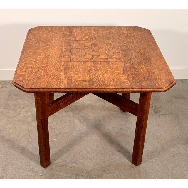 L. & J.G. Stickley, Inc. Antique Arts and Crafts Oak Chess and Checkers Game Table, Circa 1910 For Sale - Image 4 of 10