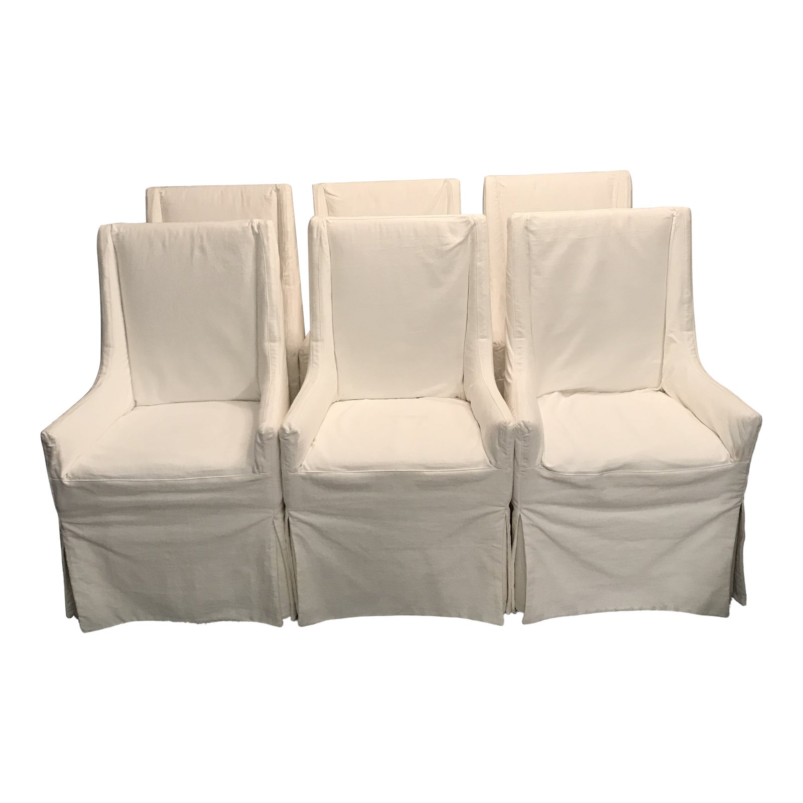 Slipcovered Dining Arm Chairs Set of 6 Chairish