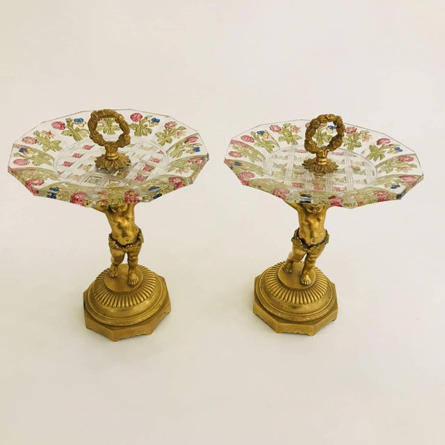 Gilded Bronze and Cut and Colored Crystal Stands, Austria, Late 19th Century, Set of 2 For Sale - Image 3 of 12