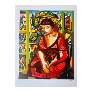 Di Cavalcanti Posthumous Limited Edition Serigraph – Brazilian Woman With Dog For Sale