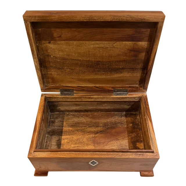Wood Vintage Indian Bone and Ebony Inlaid Work Box For Sale - Image 7 of 10