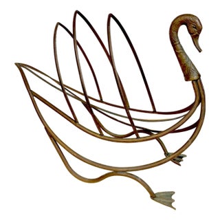 Maison Jansen Style Patinated Bronze Swan Magazine or Display Rack, C. 1960s For Sale
