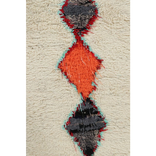 Moroccan Vintage Moroccan Runner Rug in White With Multicolor Lozenges | Rug & Kilim For Sale - Image 3 of 7