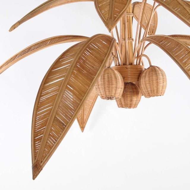 Large Palm Tree Rattan Chandelier For Sale - Image 10 of 18