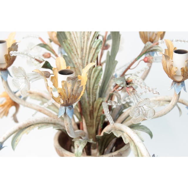 Floral Chandelier in Pastel Colors with Crystal Glass, 1970s For Sale - Image 4 of 18