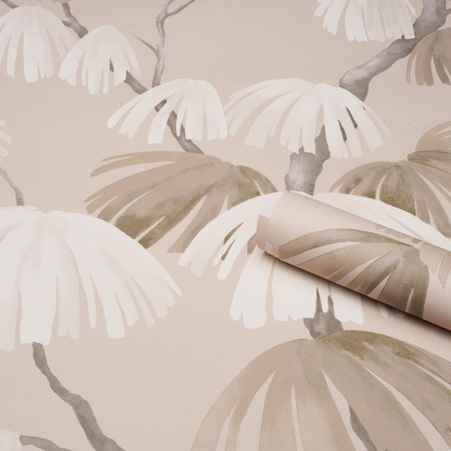 Schumacher Sample - Schumacher X David Kaihoi Weeping Pine Wallcovering In Taupe For Sale - Image 4 of 5