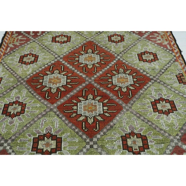 Vintage Turkish Embroidered Kilim Rug - 79" X 113" For Sale - Image 4 of 13