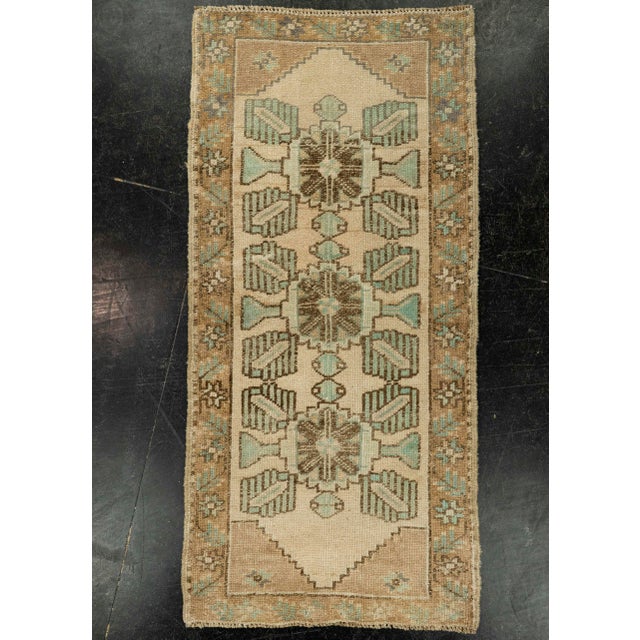 Brown Turkish Mini Rug Oriental Hand Knotted Vintage Rug 1'8" x 3'5" #21078 For Sale - Image 8 of 8