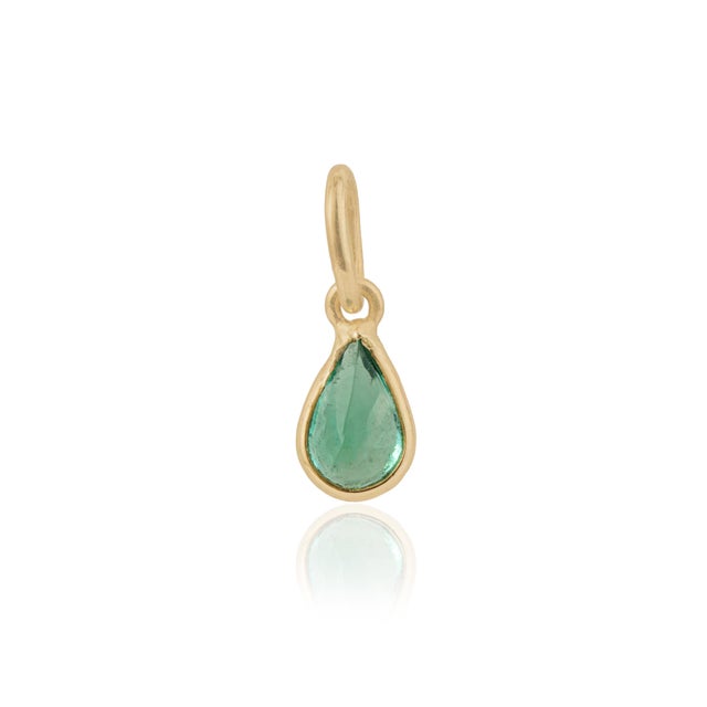 Minimalist 14k Gold Charm Fine Jewerlry Peardrop Emerald Pendant for Her For Sale - Image 9 of 16