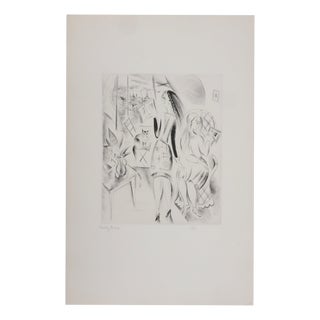 Mily Possoz, The Lesson at the Window, Original Signed Engraving For Sale