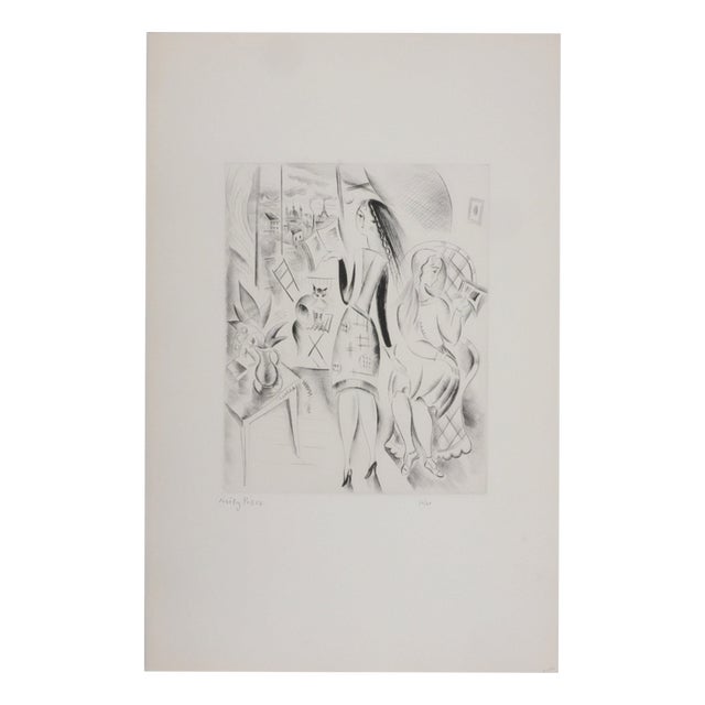 Mily Possoz, The Lesson at the Window, Original Signed Engraving For Sale