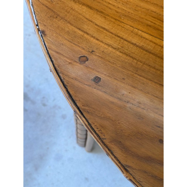 Vintage Bamboo Chinese Style Demi-Lune Center Table With Open Fretwork Design For Sale - Image 10 of 12