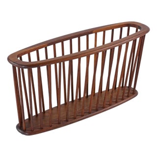 Giant Mid-Century Modern Arthur Umanoff Spindle Walnut Magazine Rack For Sale