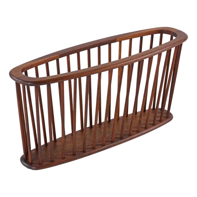 Giant Mid-Century Modern Arthur Umanoff Spindle Walnut Magazine Rack For Sale