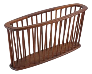 Giant Mid-Century Modern Arthur Umanoff Spindle Walnut Magazine Rack