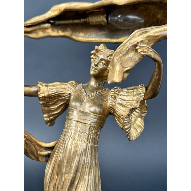 Table Lamp: "Danseuse À L'écharpe" by Agathon Leonard (1841-1923) For Sale - Image 10 of 11