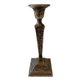 Vintage Silver Plated Victorian Revival Candle Holder For Sale