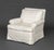 Modern Striped White Silk Upholstered Arm Chair. 30" H x 32" W x 31" D; seat: 17" H. Provenance: From a 500 Park Avenue...