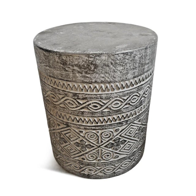 Java Grey Wash Side Table Stand | Chairish