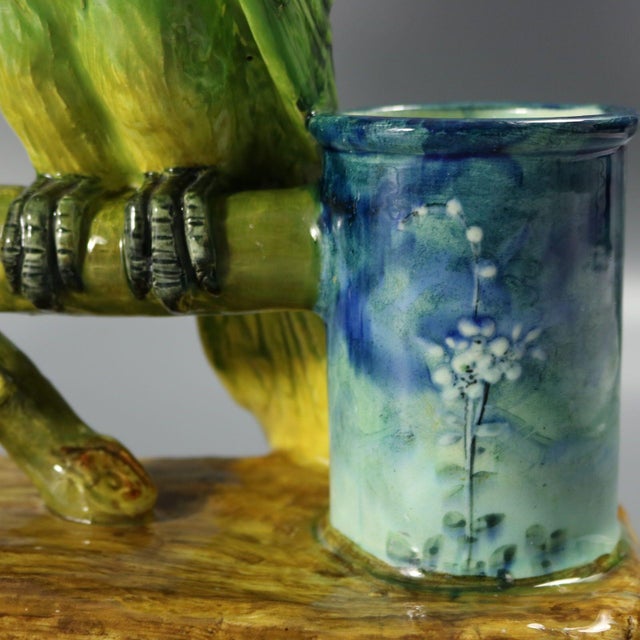 Rare Delphin Massier Parrots Figural Vase For Sale - Image 10 of 18