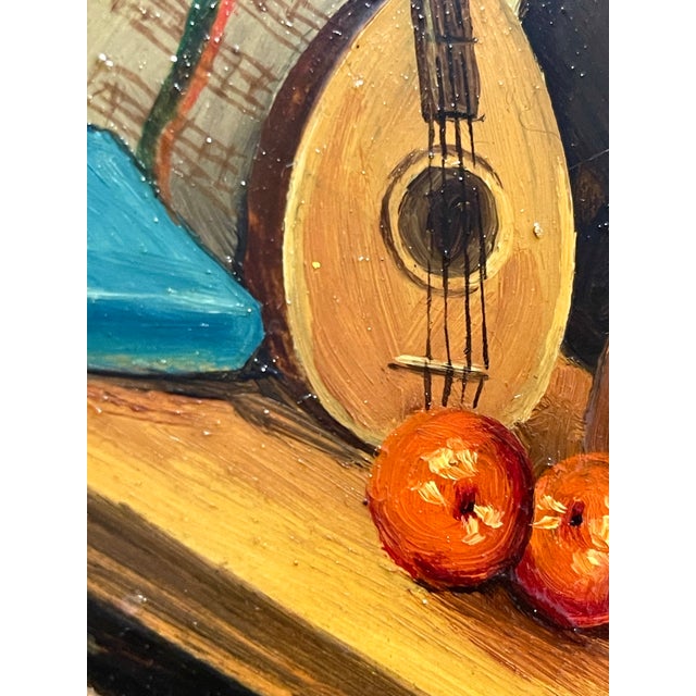 Mid 20th Century Modern Miniature Continental Still Life With Guitar For Sale - Image 5 of 6