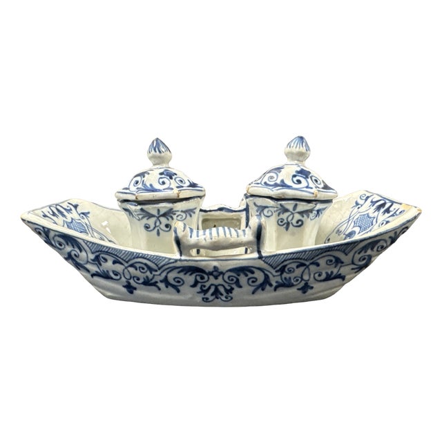 Earthenware Inkwell by Faïenceries de Rouen For Sale