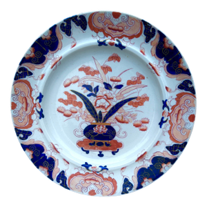 Large 19th Century English Mason's Ironstone Flowers & Vase Plate