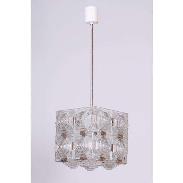Mid-Century Chandelier in Chrome and Glass by Kamenický Šenov, Czech, 1960s For Sale - Image 10 of 10