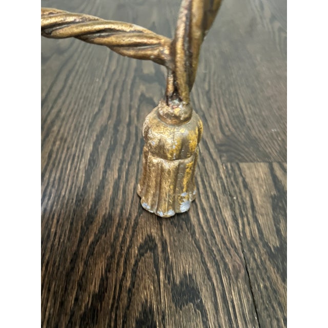 Hollywood Regency Hollywood Regency Italian Tole Rope & Tassel Vanity Stool For Sale - Image 3 of 5