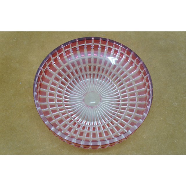 Antique American Brilliant Cut to Clear Cranberry Fruit Bowl Compote 10" For Sale - Image 6 of 10