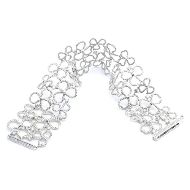 Tiffany & Co. Paper Flowers Platinum Diamond Wide Bracelet For Sale - Image 10 of 10