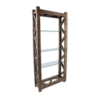 Rustic Wood and Glass Bookcase For Sale