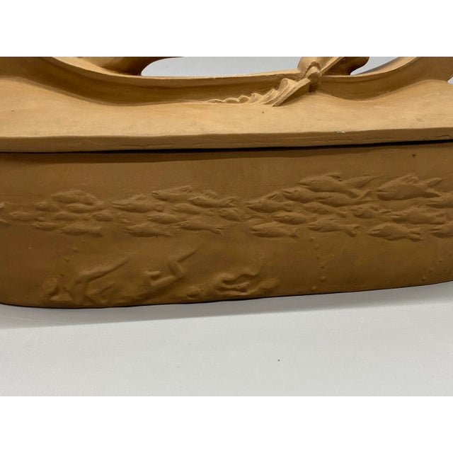 1980s Montgomery Smith Ceramic Whitewater Canoers Covered Vessel For Sale - Image 11 of 12
