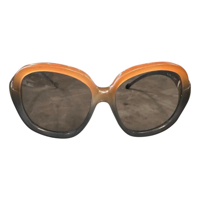 1970s Mid-Century Orange and Blue Oversized Sunglasses by Lozza For Sale