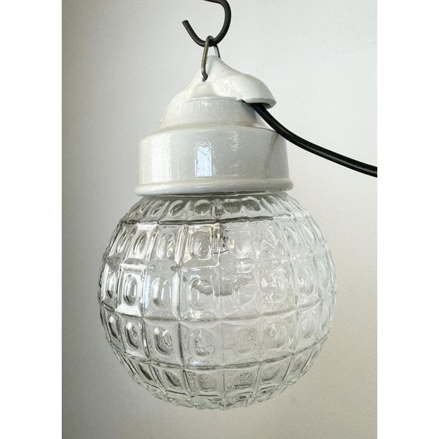 White Vintage White Porcelain Pendant Light, 1970s For Sale - Image 8 of 15