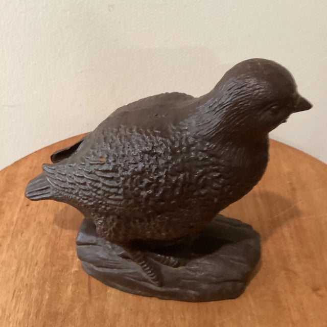 Vintage Heavy Rusted Cast Iron Quail Sculpture For Sale - Image 11 of 12
