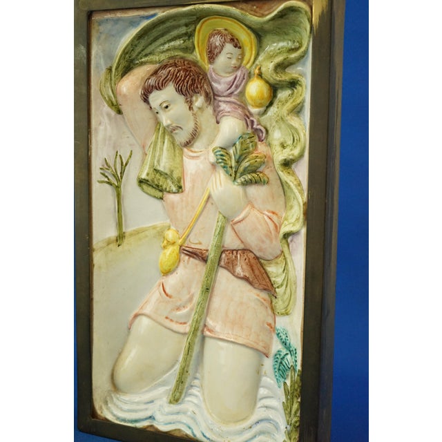 Bas-Relief Plaque Sculpture of Saint Christopher with Baby Jesus from Le Tre Aaa, Turin, Italy, 1920s For Sale - Image 18 of 18