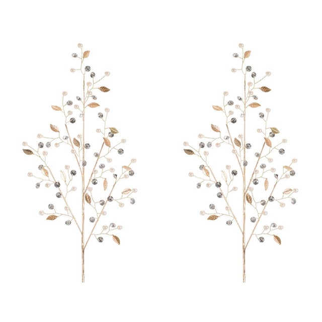 Rustic Pearl and Jewel Bead Spray (Set of 2) For Sale - Image 3 of 3