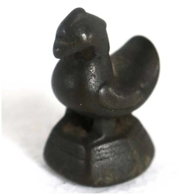 Indian 19th Century Burmese Patinated Bronze Bird Form Opium Weight and Indian Flask Bottle-Set of 2 For Sale - Image 3 of 6