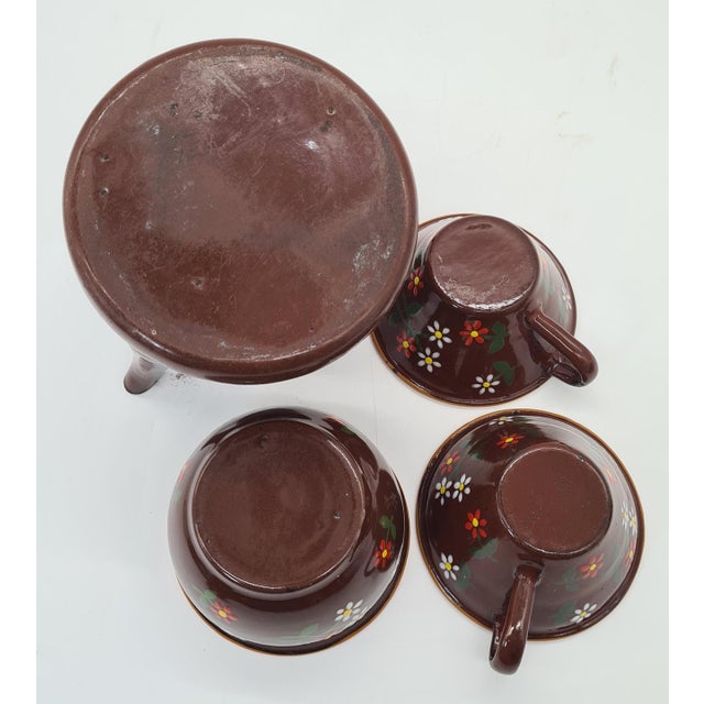 Brown Vintage Teapot, Sugar Bowl, and Cups, 1960s, Set of 4 For Sale - Image 8 of 9