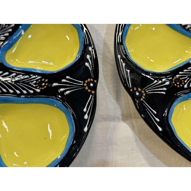 Earthenware Oyster Service from Quimper, 1950s, Set of 6 For Sale - Image 3 of 7