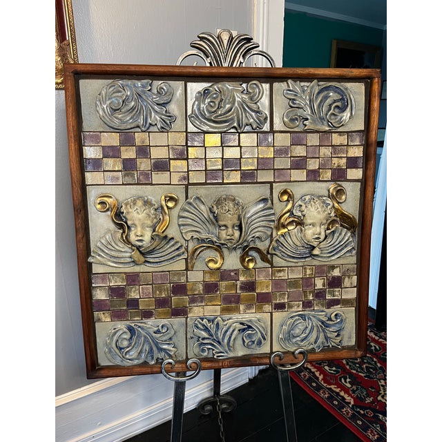 A striking 1970s vintage wall panel blending mythological artistry with Neoclassical Revival charm. This substantial piece...
