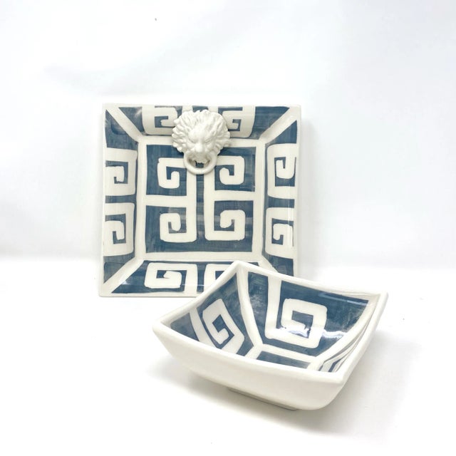 Transitional Greek Key Square Dip Cup | Graphite, Made in Italy For Sale - Image 3 of 3
