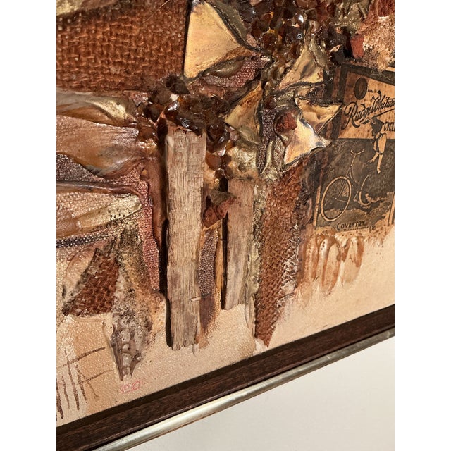 Wood Vintage Anita Baldwin 3-D Mixed Media Assemblage on Canvas Signed Anita. Mid-Century Modern For Sale - Image 7 of 12