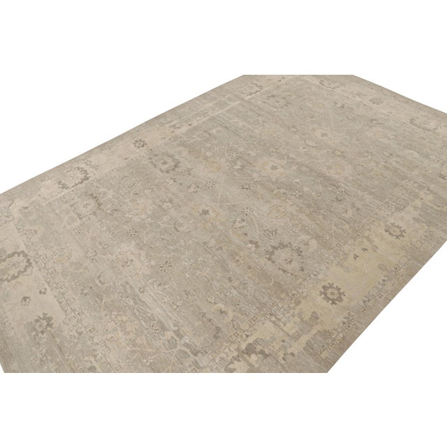 Transitional 2010s Rug & Kilim’s Oushak Style Oversized Rug in Greige With Floral Pattern For Sale - Image 3 of 7