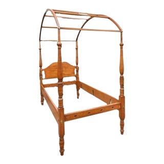 Late 20th Century Share Tiger Maple Four Poster, Canopy Single Bed Benchmade Leonard's of Massachusetts For Sale