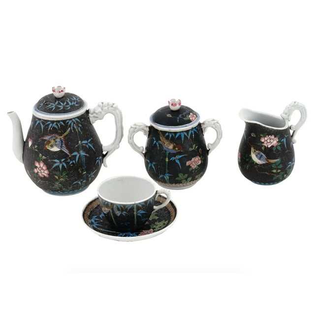 Late 19th Century Antique Japanese Cloisonne Enamel Porcelain Tea Set- 5 Pieces For Sale - Image 9 of 11