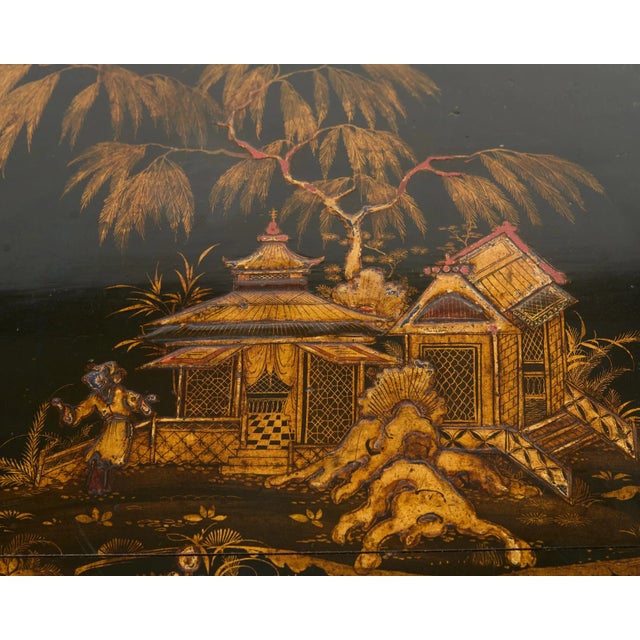 English George III Style Chinoiserie Decorated Lacquer Desk For Sale - Image 13 of 18