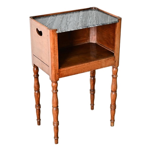 French 19th Century Oak and Marble Bedside Table For Sale