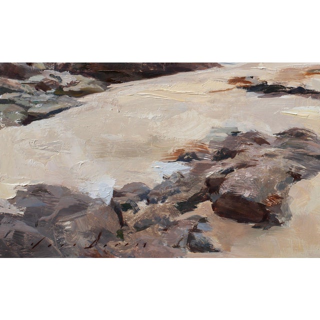 Contemporary Amidst the Rocks and Reflections by Jon Doran | Oil on Panel Cornish Beach at Low Tide For Sale - Image 4 of 10